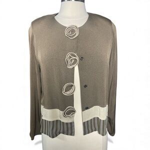 Vintage Rosette Button Jacket Cropped Artsy Designer